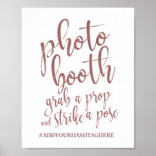Foto Booth Roos Gold Glitter 8x10 Wedding Sign Poster
