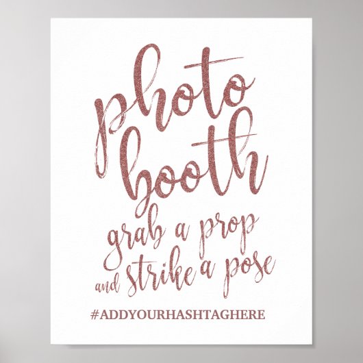 Foto Booth Roos Gold Glitter 8x10 Wedding Sign Poster (Voorkant)