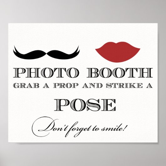 Foto Booth Sign - Grab a Prop en Strike a Pose Poster (Voorkant)