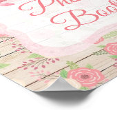 Foto Booth Sign Roze Rustic Wood Floral Poster (Hoek)
