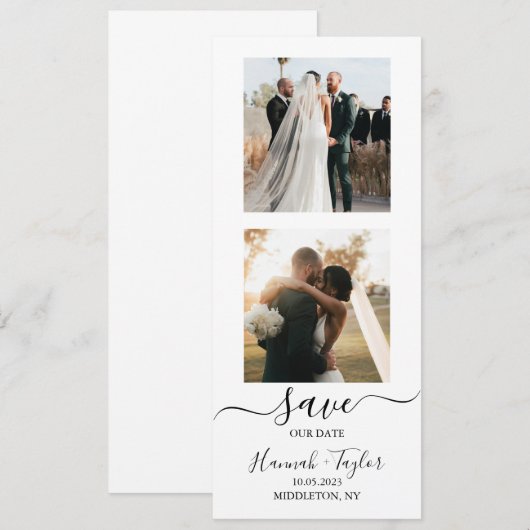 Foto Booth Strip Bruiloft Save the Date (Voorkant / Achterkant)