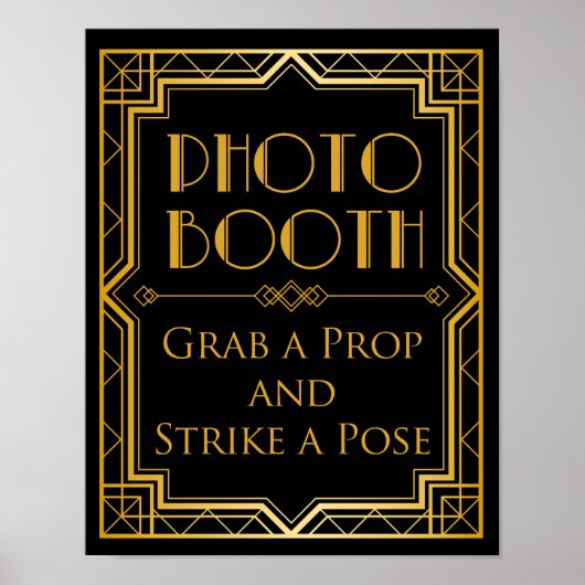 Foto Booth Weddenschap | Gatsby Art Deco Poster (Voorkant)