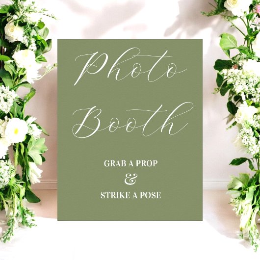 Foto Booth Wedding Sage Green Sign Poster
