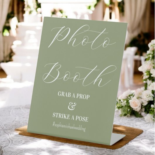 Foto Booth Wedding Sage Green Sign Reclamebord Met Voetstuk