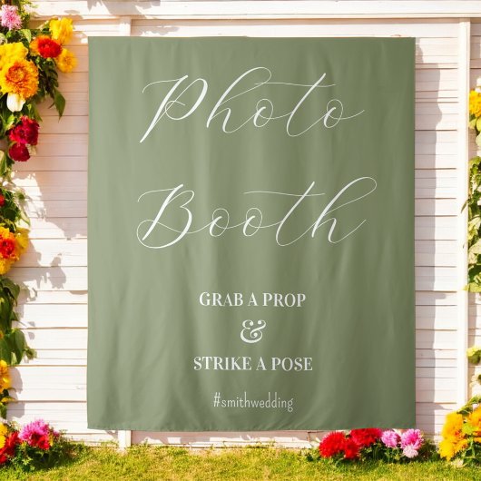 Foto Booth Wedding Sage Green Wandkleed
