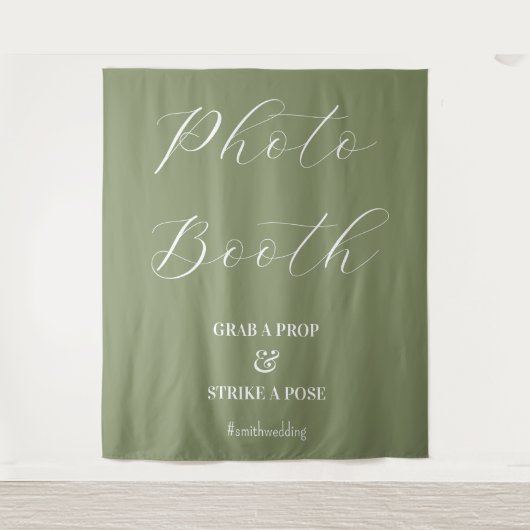 Foto Booth Wedding Sage Green Wandkleed (Voorkant)