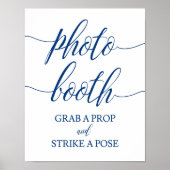 Foto Booth Wedding Sign Navy Blue Calligrafie Poster (Voorkant)