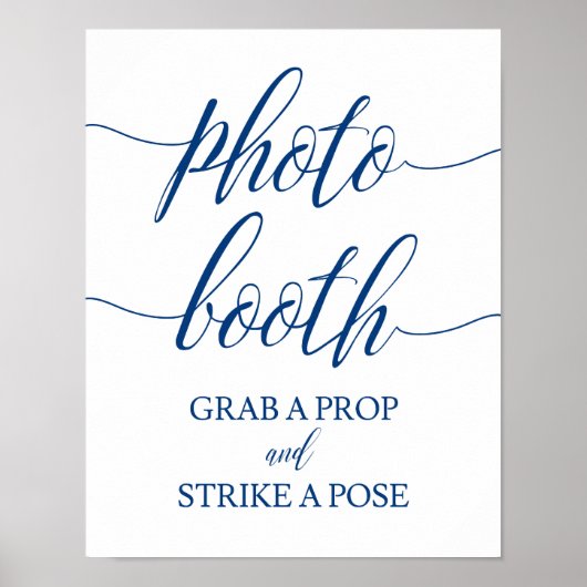 Foto Booth Wedding Sign Navy Blue Calligrafie Poster (Voorkant)