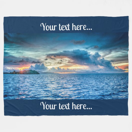 Foto Bora Bora Ocean Uitzicht Fleece Deken (Voorkant (Horizontaal))