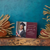 Foto bordeauxwit gouden afstudeercadeau fotoplaat (Zijkant)