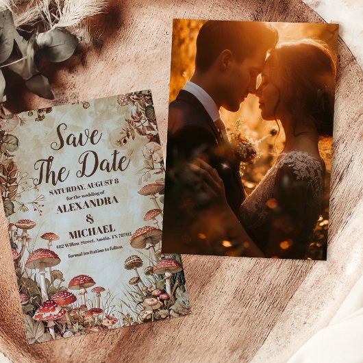 Foto Bosherfst Aquarel Paddenstoel Bruiloft Save The Date