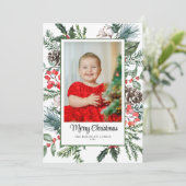 Foto Botanisch Lijst Vrolijk Kerstfeest Feestdagenkaart (Staand voorkant)