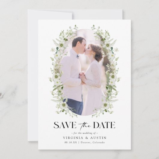 Foto botanisch sparen de datum save the date (Voorkant)