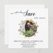 *~* FOTO Botanische Boho bruiloft bewaart de datum Save The Date (Voorkant / Achterkant)