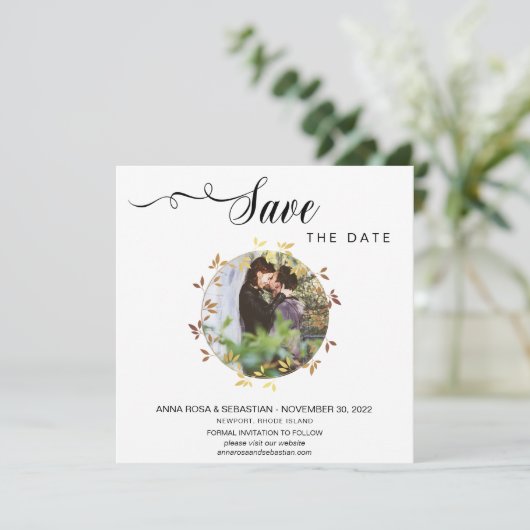 *~* FOTO Botanische Boho bruiloft bewaart de datum Save The Date (Staand voorkant)