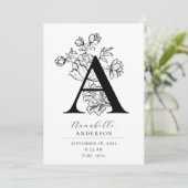 Foto: Botanische Floral Monogram Letter A Birth An Aankondiging (Staand voorkant)