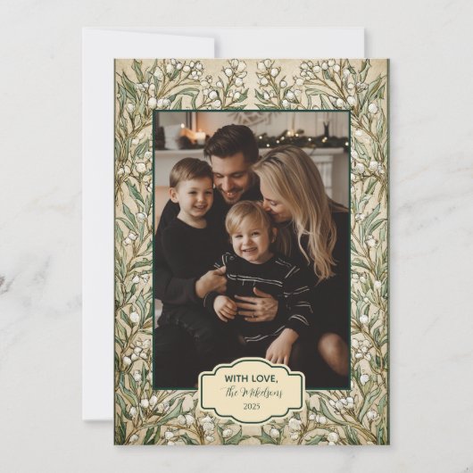 Foto  Botanische Holly Christmas Feestdagenkaart (Voorkant)