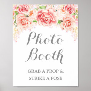 Foto Both Wedding Sign Roze Waterverf Floral Poster