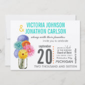 Foto Bouquet in een Mason Jar Wedding Invitation Kaart (Voorkant)