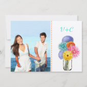 Foto Bouquet in een Mason Jar Wedding Invitation Kaart (Achterkant)