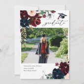 Foto Bourgogne Floral Graduation Aankondigingen (Voorkant)