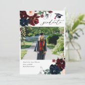 Foto Bourgogne Floral Graduation Aankondigingen (Staand voorkant)