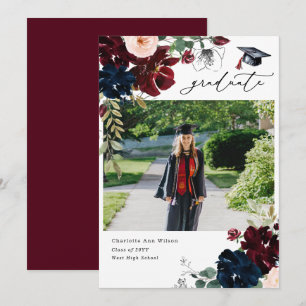 Foto Bourgogne Floral Graduation Aankondigingen