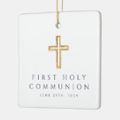 Foto Boy Religious Cross Blue First Communie Keramisch Ornament (Links)
