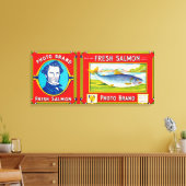 Foto Brand Salmon Label - Alaska Canvas Afdruk (Insitu (Woonkamer))