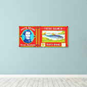 Foto Brand Salmon Label - Alaska Canvas Afdruk (Insitu (Houten vloer))