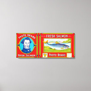Foto Brand Salmon Label - Alaska Canvas Afdruk