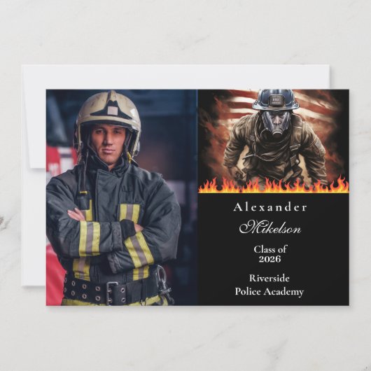 Foto Brandweerman Held Afstuderen Aankondiging (Voorkant)