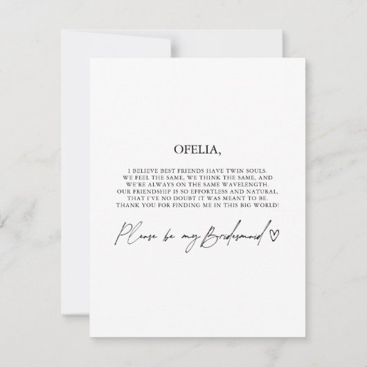 Foto Bridesmaid proposal Kaart Sjabloon (Achterkant)