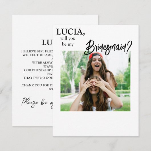 Foto Bridesmaid proposal Kaart Sjabloon (Voorkant / Achterkant)