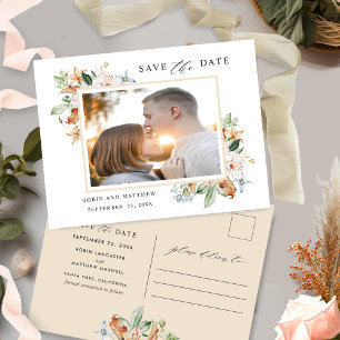 Foto Briefkaart Earthy Blooms en Beige Wedding
