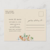 Foto Briefkaart Earthy Blooms en Beige Wedding (Achterkant)