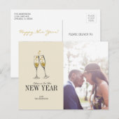 Foto Briefkaart Faux Gold Foil Cheers Nieuwjaar (Voorkant / Achterkant)