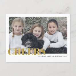 Foto Briefkaart Faux Gold Foil Cheers Nieuwjaar