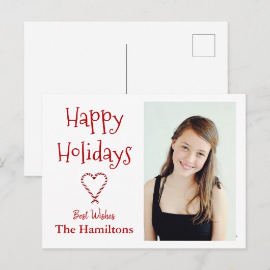 Foto Briefkaart met Green Candy Cane Heart (Voorkant / Achterkant)