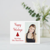 Foto Briefkaart met rode kerstboom (Staand voorkant)