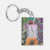 Foto Bright Colorful Monogram Flowers Sleutelhanger (Voorkant Links)