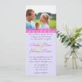 Foto: Bright Pink en Limoen Trim Wedding Uitnodigi Kaart (Staand voorkant)