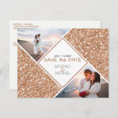 Foto Bronze Glitter Save the Date Briefkaart (Voorkant / Achterkant)