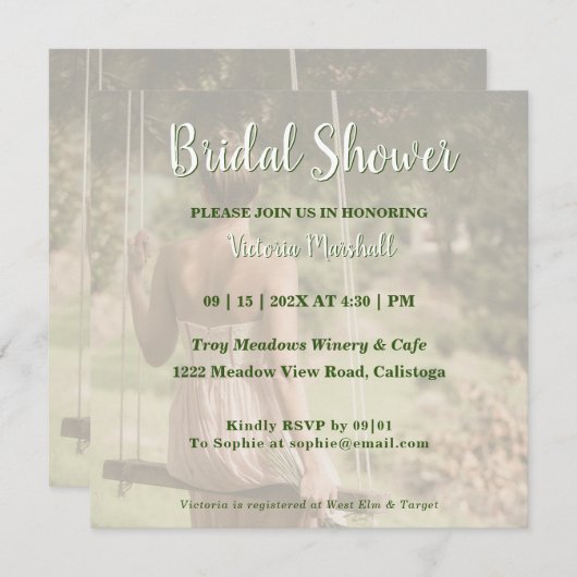 Foto bruids douche uitnodiging (Voorkant / Achterkant)