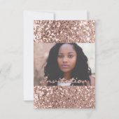 Foto Bruidsuitnodiging Roze Goud Glitters Afstuder Kaart (Achterkant)