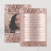 Foto Bruidsuitnodiging Roze Goud Glitters Afstuder Kaart (Voorkant / Achterkant)