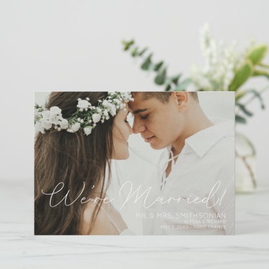 Foto bruiloft aankondiging & Opt Reception White (Staand voorkant)