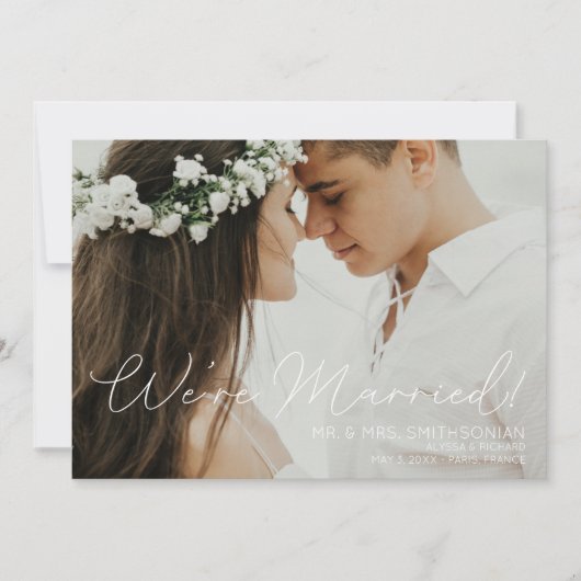 Foto Bruiloft Aankondiging & Receptie White Invit (Voorkant)