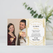 Foto bruiloft bedankkaart Art Deco jaren 20 feest (Staand voorkant)