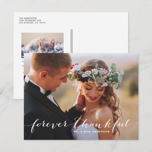 Foto bruiloft bedankt Briefkaart (Voorkant / Achterkant)